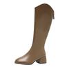 2025 Fashion Women‘s Boots Soft Leather Knee High Boots Women Zipper Female Square Heel Woman Shoes Autumn Winter Knight Boot PU