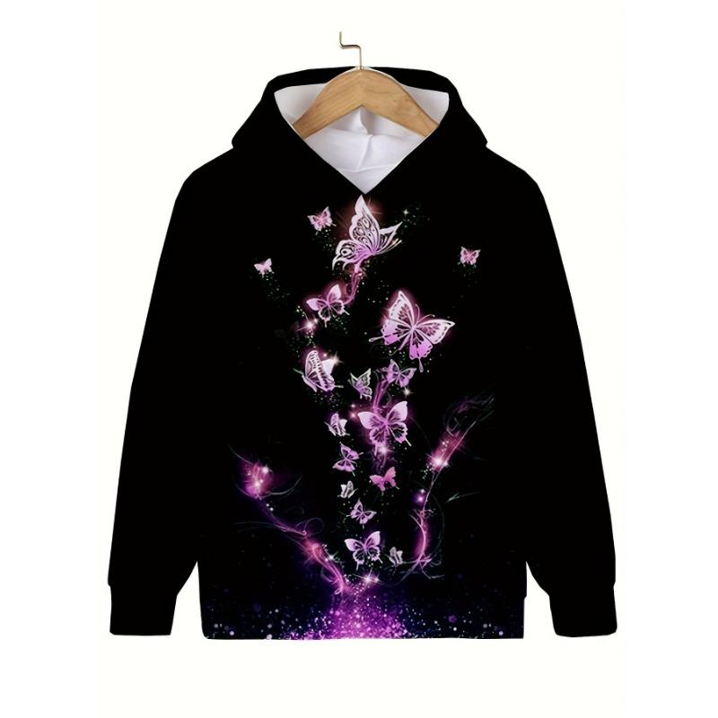 Детская одежда Толстовки Детский топ с длинным рукавом Повседневный 3D принт бабочки Одежда для девочек Лето Осень Одежда для девочек Топы