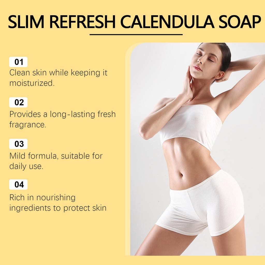 Natural Calendula Soap Bar Face And Body Soap Bar Gentle Cleansing Soothes Skin Boosts Metabolism Helps Slimming Suitable For All Skin Types,90ML