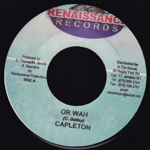7-дюймовая пластинка CAPLETON Или Wah NONE Renaissance Rec 2004 Ямайка Регги Ска Даб Б/у