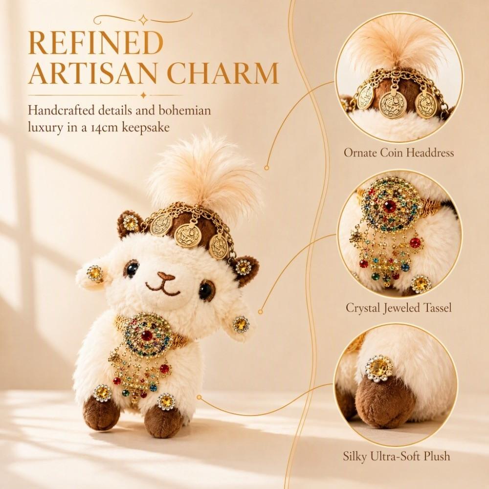 Feather Rhinestone Sheep Goat Keychain Soft Lamb Bag Charm Gift Mascot Pendant  Spring Festival