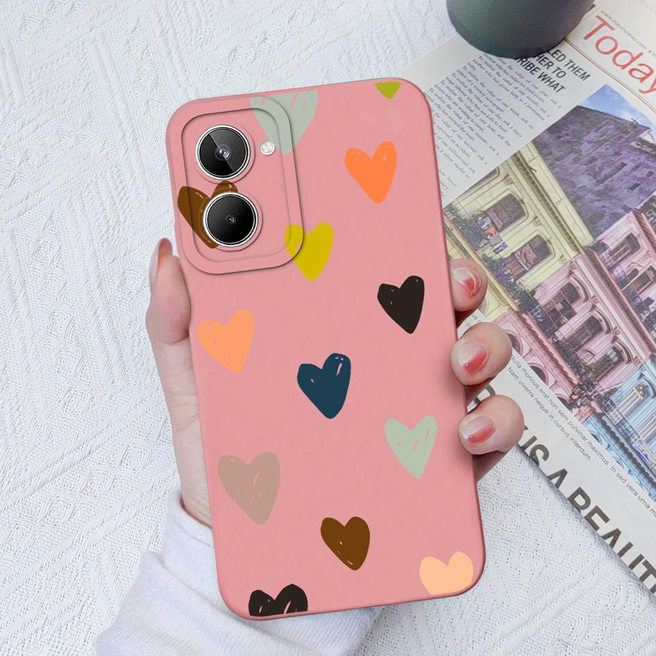 Чехлы с сердечками для OPPO Realme 5 6 7 8 9 10 Pro Pro + 5S 5i 6i Square Liquid, мягкий противоударный чехол для телефона, чехол для пары для OPPO Realme Fundas Coque
