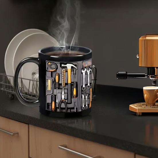 Набор инструментов механика Керамическая кружка Большая кофейная чашка Подходит для мытья в посудомоечной машине и микроволновой печи Ручная работа для питья