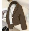 Chic Khaki Suit Jacket for Women with Casual and Classy Style, Short Length and High-end Design