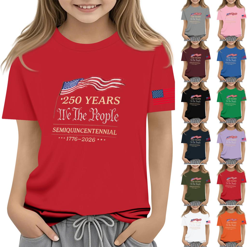 Детская повседневная модная футболка с коротким рукавом и круглой горловиной