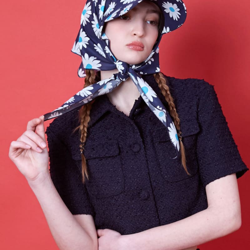 SLEEPYSLIP ЦВЕТОЧНАЯ БАНДАНА ТЕМНО-СИНИЙ ШЛЯПА