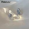 Retro Fashion Butterfly Pearl Stud Earrings Personality Temperament Elegant Alloy Crystal Earrings Jewelry Gift For Girl PD1624