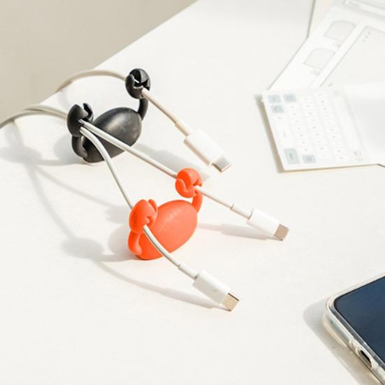 Клейкий зажим для кабеля с мультяшным крабом, домашний офис, стол, органайзер для шнура для зарядки телефона, держатель, держатель, блок питания, зажим для управления проводами