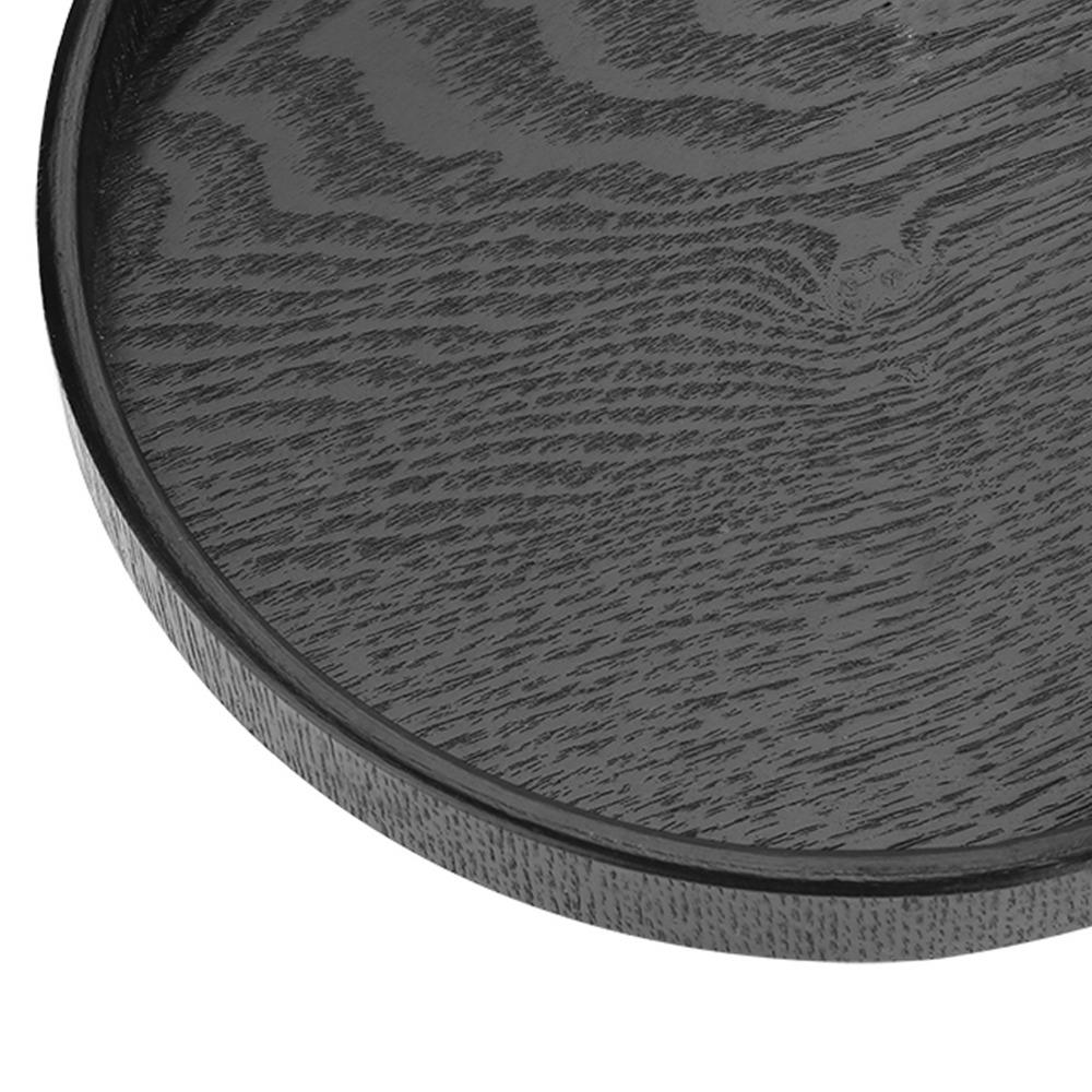 Round Shape Solid Wood Tray Black Color Tea Serving Tray Platter Wood Serving Tray Restaurant Use