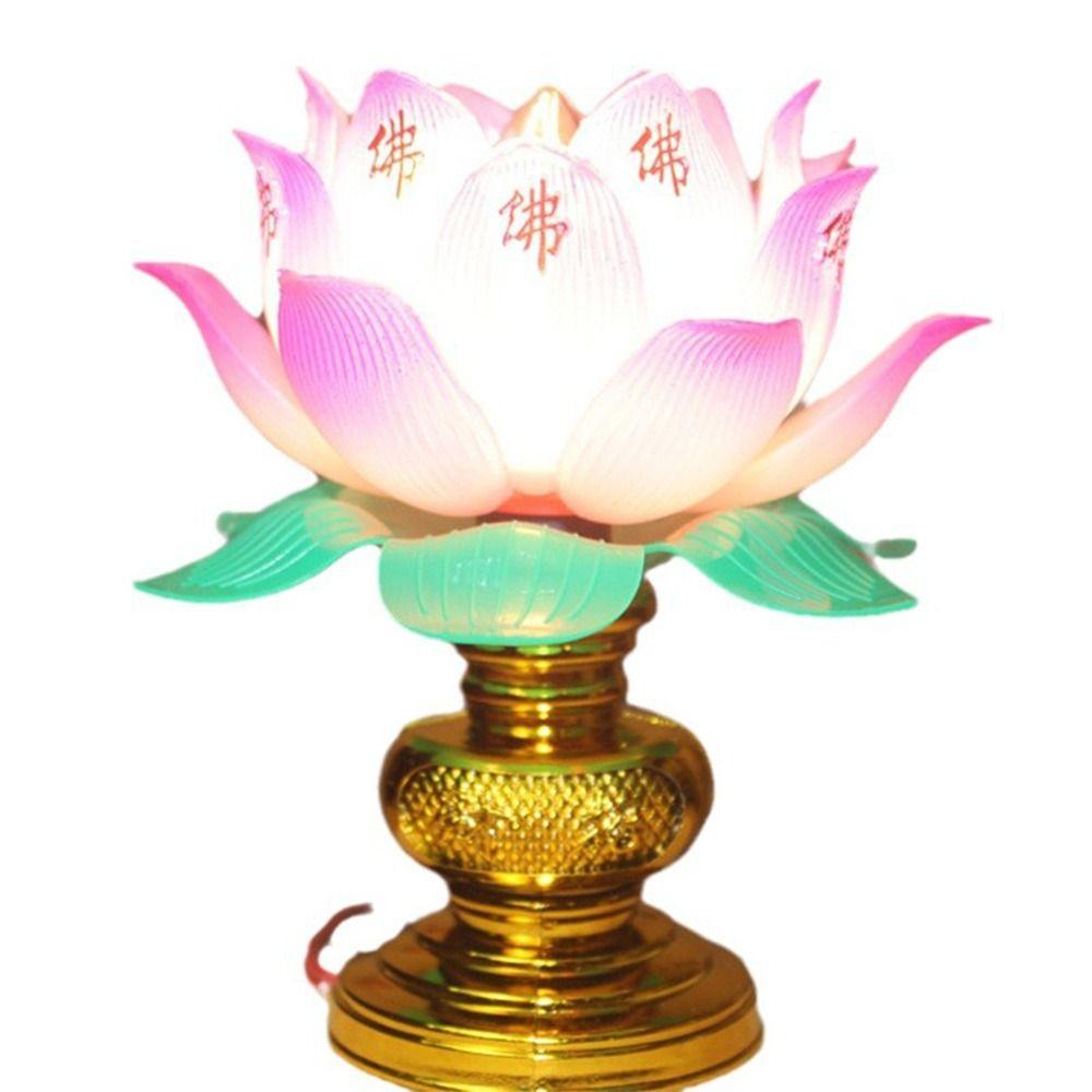 Pink Lotus Lamp Exquisite Temple Decoration Creative Worship Lamp Worship