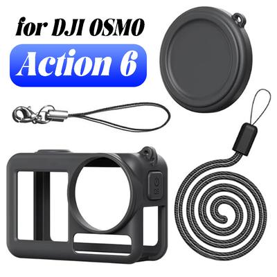 Защитный силиконовый чехол 4-в-1 для камеры DJI OSMO Action 6, полный чехол, противоударный чехол для Action с крышкой для объектива, ремешки безопасности