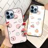 Cartoon Flowers Peach Case For Iphone 14pro Max 13 12 11 Mini Xs Xr X 7 8 6s Plus Se 2022 Tempered Glass Protection Back Cover
