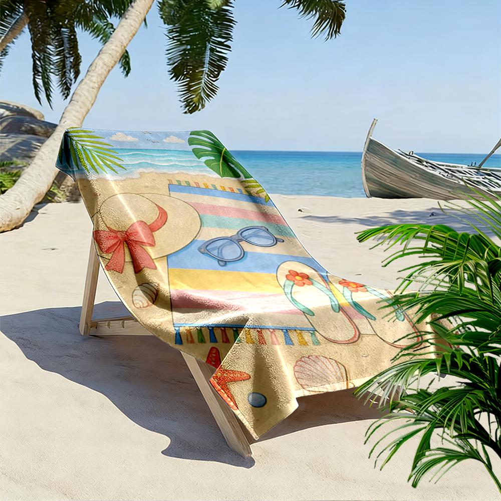 Beach Vacation Scene with Hat and Shells Beach towel quick-drying for travel outdoor sports jogging beach and swimming