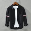 Korean Style Ribbons Long Sleeve Shirts for Man Four Season Commuter Casual Tops Pure Cotton White Shirt Slim Fit