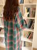 Рождественское зеленое клетчатое платье с длинным рукавом и пижамный комплект для женщин - Удобная, свободная домашняя одежда для осени