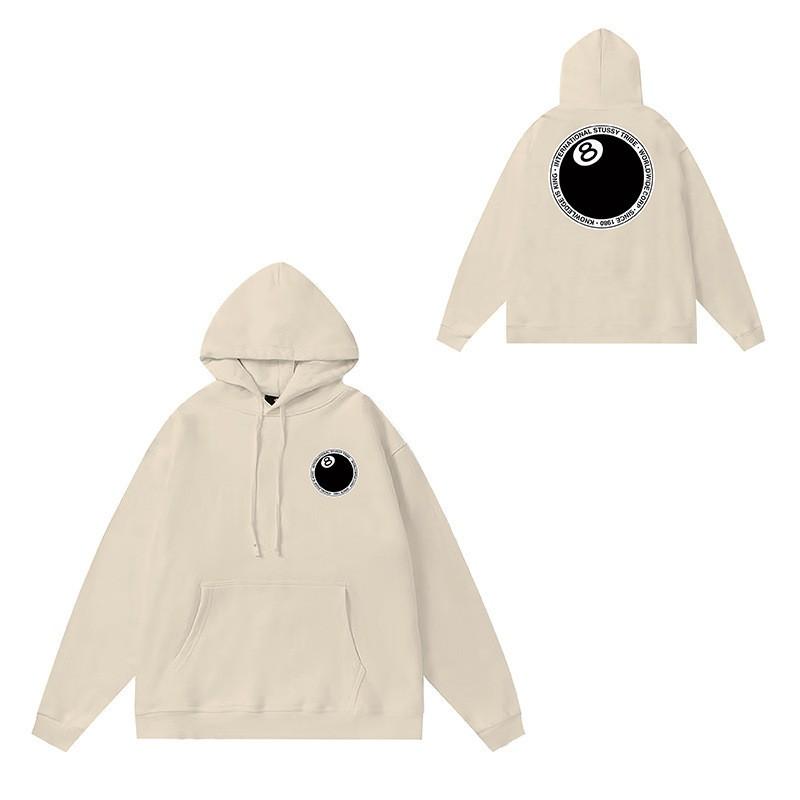 Hooded Sweatshirt Teens Streetwear Letter Dice Black Eight Loose Fit Winter Long Sleeve Top
