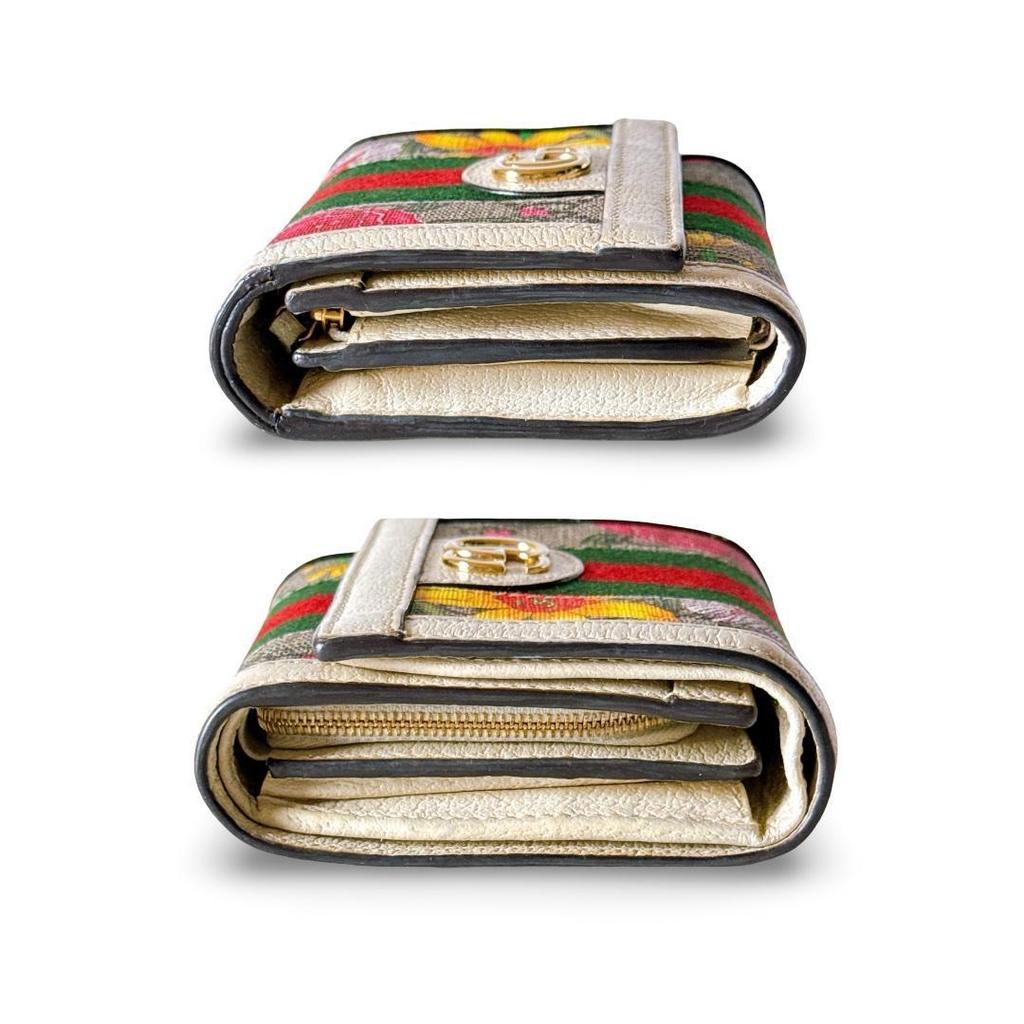 Used GUCCI Ophidia Flora GG Bi-fold Wallet Floral Pattern