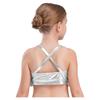 Girls Glittery Sequins Crop Top Tiered Ruffles Cross Back Metallic Camisole for Jazz Dance Performance