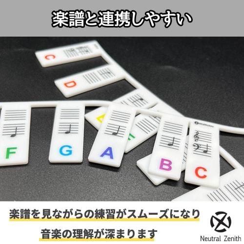 Neutral Zenith Do-Re-Mi Musical Note Stickers, Silicone Piano Stickers for Beginners, Keyboard, Melodica, and Piano Lessons (88 Keys, White)
