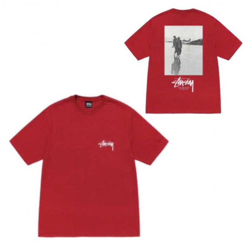 Mens Casual Short Sleeve Cotton T-Shirt With Letter Print Loose Fit Streetwear Style
