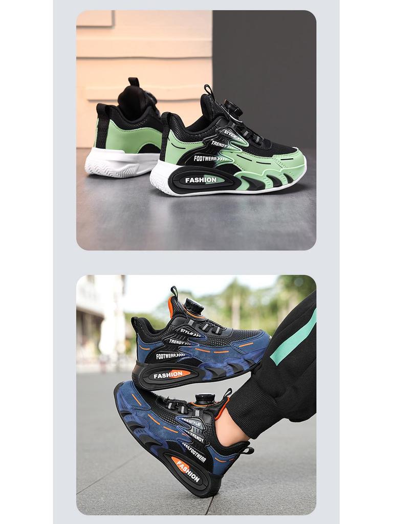 Boys' Waterproof Leather Sports Shoes with Rotating Button for Autumn/Winter 2025 - Ideal for Older Kids