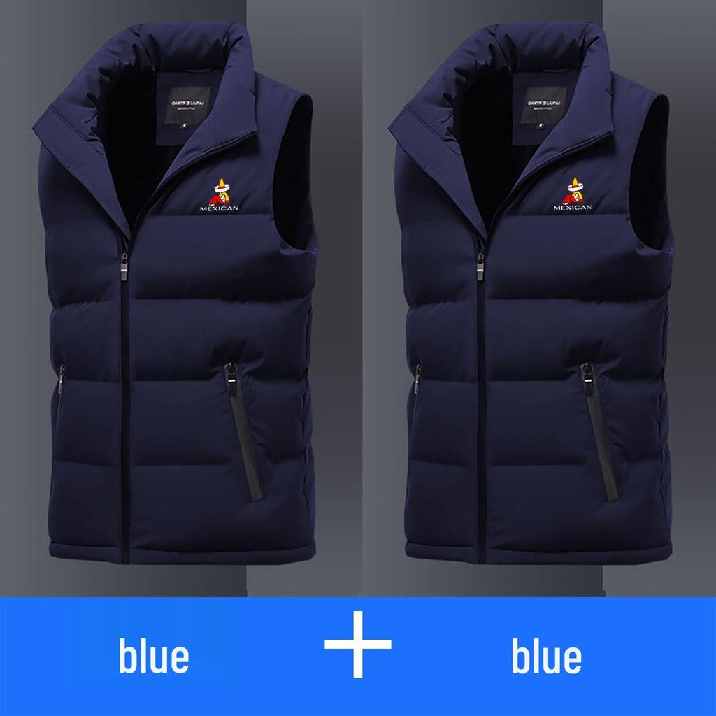 Мужской осенне-зимний пуховый жилет со стойкой – без рукавов, плотный и теплый