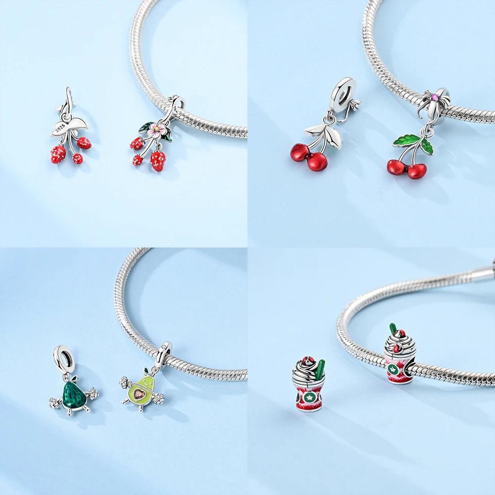 Copper Cherry Strawberry Avocado Fruit Original Charms Beads Fit Charms Pendant For Woman Jewelry Making Fine Gift