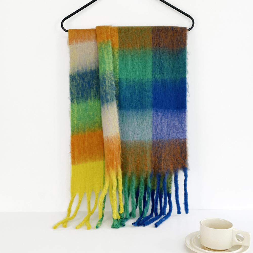 Mohair scarf solid color small sweet potato explosion warm medium and long scarf winter shawl scarf with European and American wholesale
