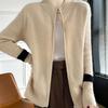 Women's Cashmere Cardigan Qinghe Cashmere 30% Cashmere 70% Wool Autumn and Winter Cashmere Cardigan Thickened Soft Warm