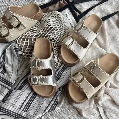 Версия из мягкой кожи~ летние плетеные толстоподошвенные тапочки на платформе 4 см Birkencool 2025 новые модные универсальные туфли для работы