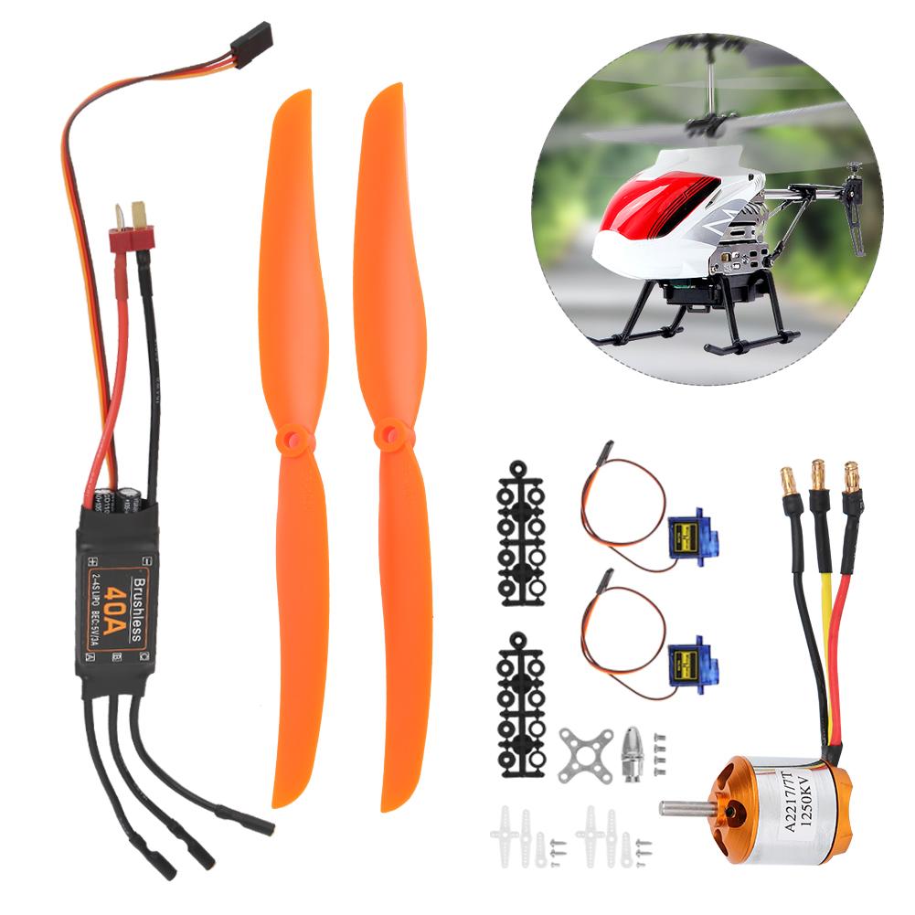 A2217 1250KV Brushless Motor 40A ESC SG90 9G Micro Servo 8060 Propeller for RC Plane(1250KV Motor