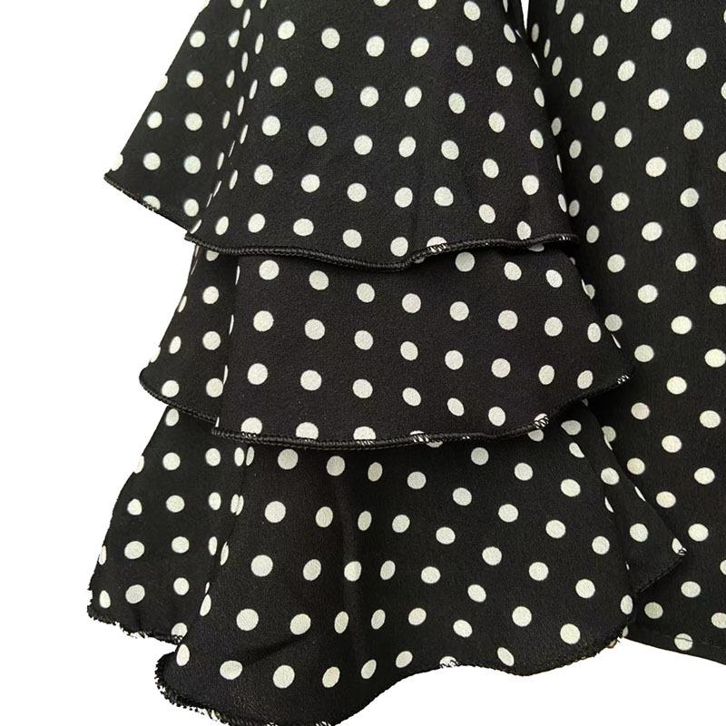 IHUASU Summer Spring Polka Dot Trumpet Sleeve Top Plus Size Folding Sleeve Chiffon Top