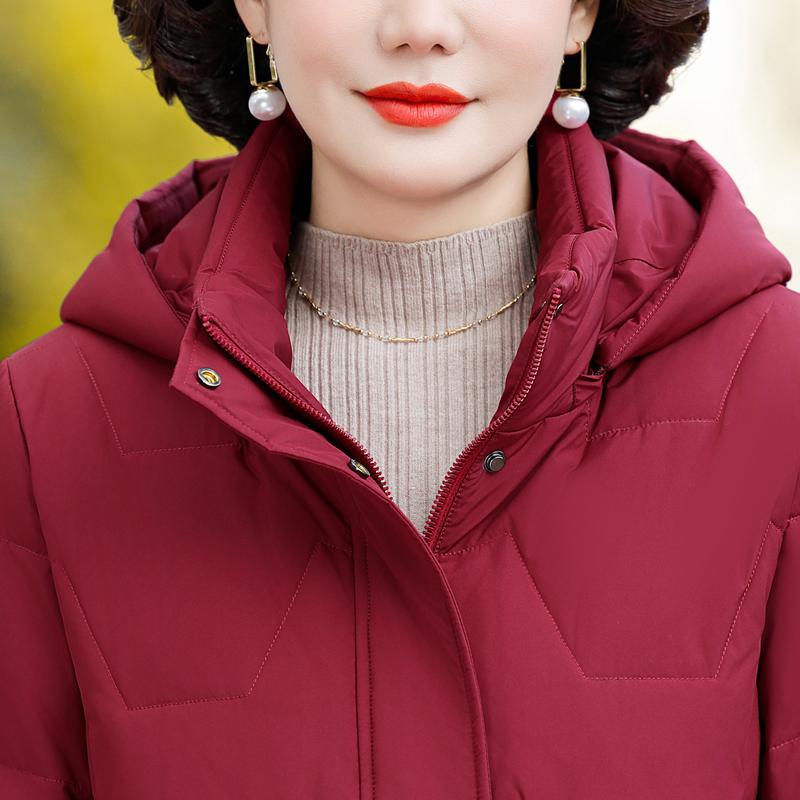 Зимнее пуховое пальто для женщин винтажное больших размеров верхняя одежда с капюшоном элегантное толстое теплое вышитое пуховик женский парки