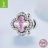Pink Cross S925 Sterling Silver Beaded Jewelry Accessories, Romantic Sweet Guardian Diy Beads