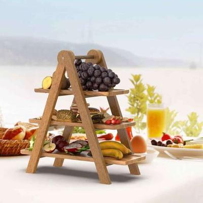 Деревянная 3-ярусная сервировочная подставка для кексов, легкая сборка, деревянное блюдо в стиле фермерского дома