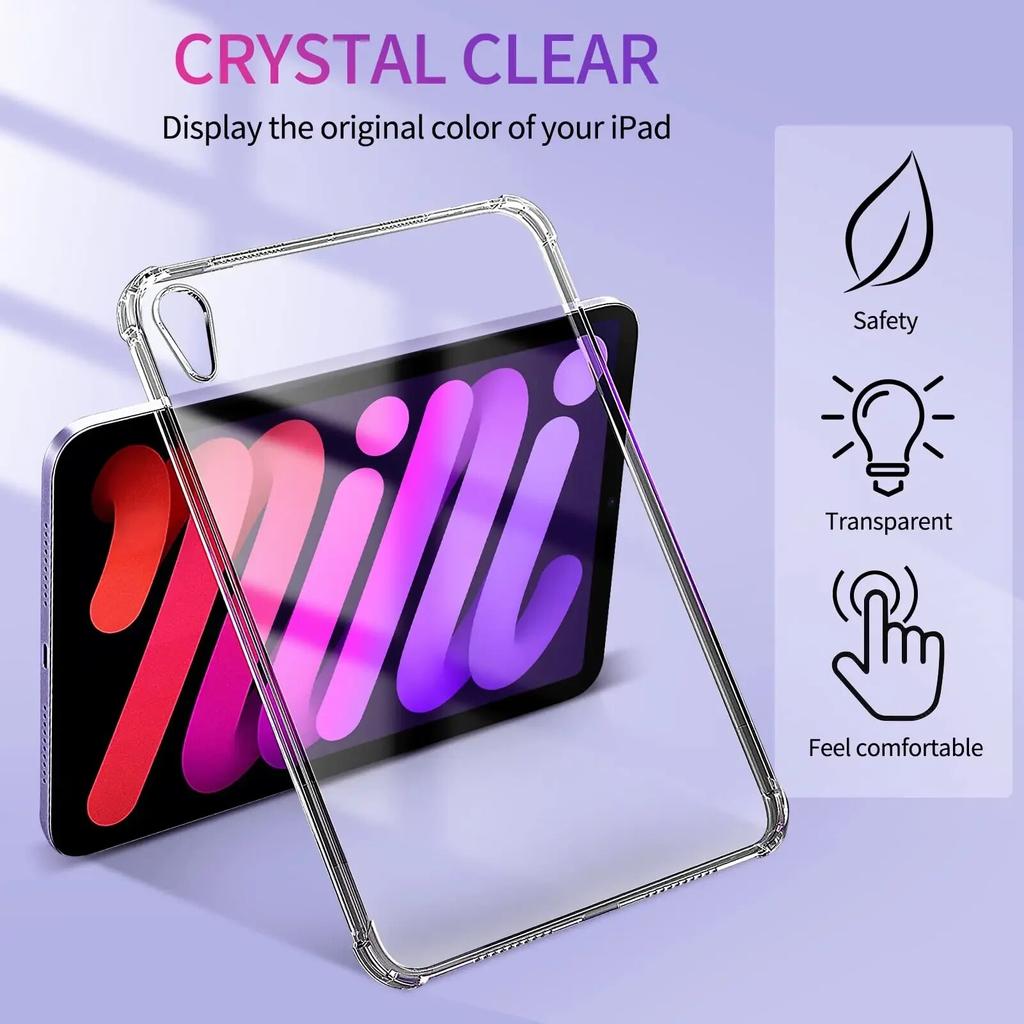Прозрачный силиконовый чехол для iPad Mini 6, 8,3 дюйма, противоударный ультра прозрачный чехол для Apple 2021, чехол, защитная пленка для экрана