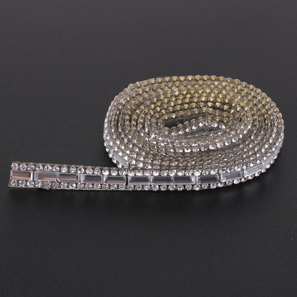 1 Yard Silver Rhinestone Ribbon Crystal Sewing Trim DIY Crafts 6 Rows 12mm