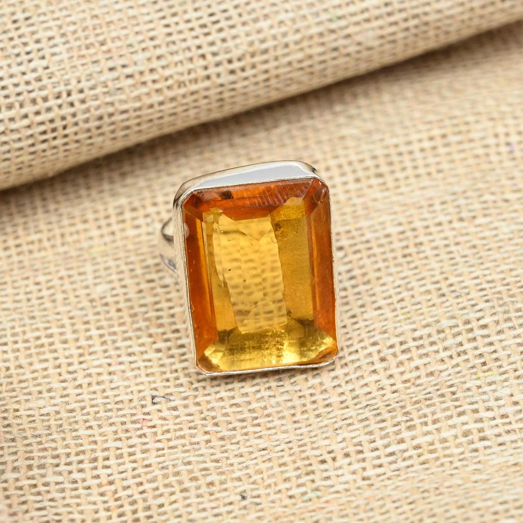 Faceted Citrine Gemstone Handmade 925 Sterling Silver Engagement Gift For Ring