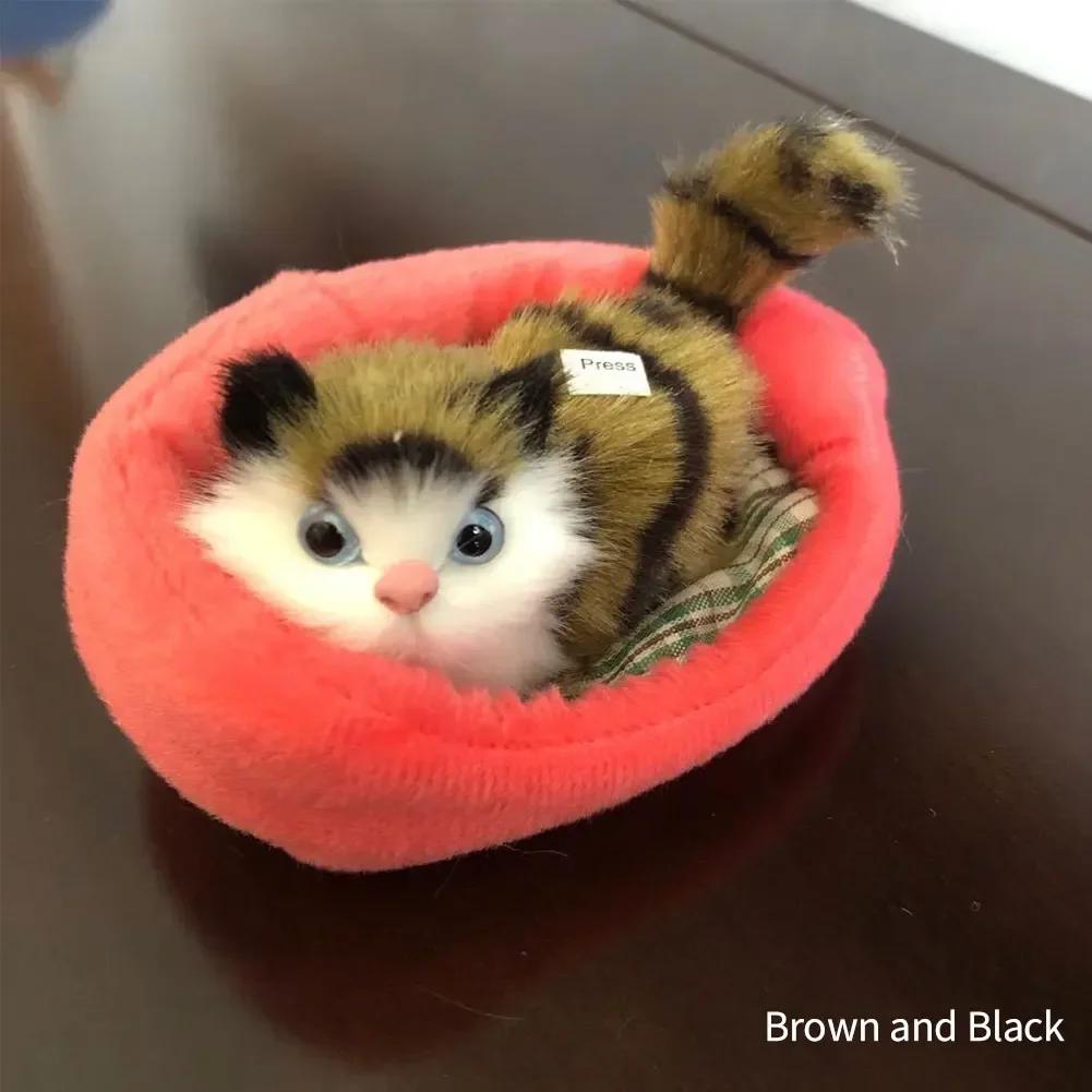 Stuffed Toys Lovely Simulation Animal Doll Plush Sleeping Cats Toy With Sound Kids Toy Decoration Birthday Gift For Children
