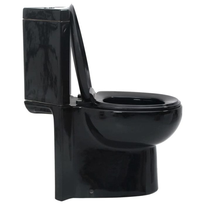 VidaXL Cuvette WC Céramique Noir Abattant WC Fermeture en Douceur Toilette 141134