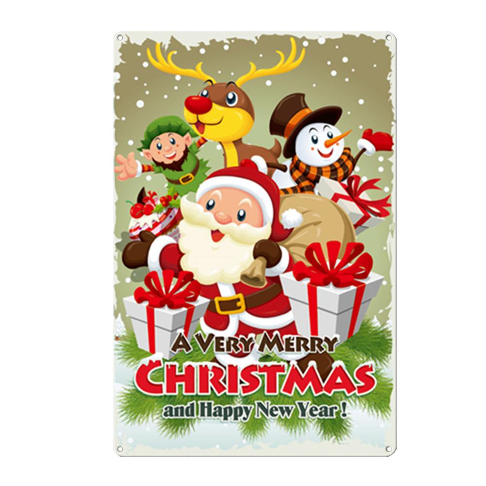 С Рождеством металлическая жестяная вывеска доска Санта-Клаус плакаты Новый год железная живопись домашний бар кафе паб украшения настенные художественные тарелки
