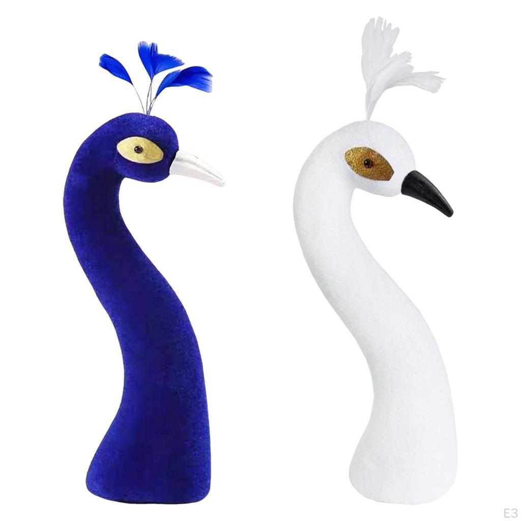 Decorative Peacock Mannequin Head for Flower Display Table Centerpiece
