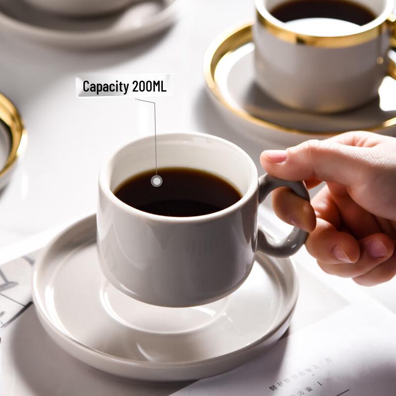 Naijiang European Luxury Gold Rim Ceramic Coffee Set