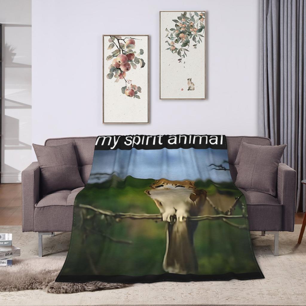 Моё тотемное животное Забавный мем с мяуканьем Плед Супер тёплый кот с совой Мем мозговая депрессия Плед Зимний дорожный диван Кровать Покрывало