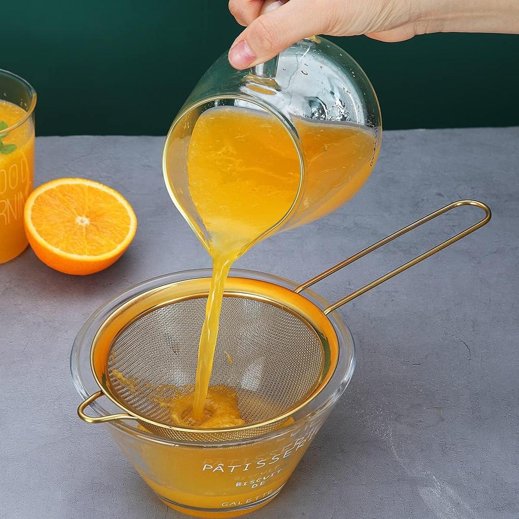 Набор из 3 золотых мелких сит, Золотое сито для муки для выпечки, Нержавеющая сталь, Золотое сито для чая матча, Отделитель жира, Stasher