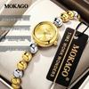 Mok Ga Высококлассные Роскошные Ретро Кварцевые Часы с Браслетом из Сплава с Бусинами и Циферблатом с Солнечными Лучами