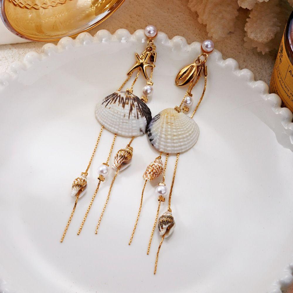 Drop Design Starfish Shell Earrings Bohemian Style Drop Earrings Summer Season