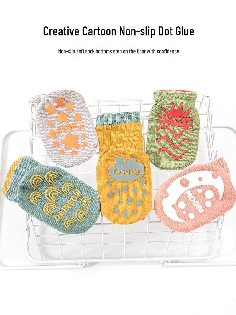 Детские нескользящие хлопковые носки для мальчиков и девочек - Весенне-осенний стиль