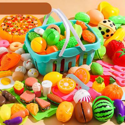 69/82/104 шт. игровой набор еды для детской кухни, игрушка для ролевых игр для малышей, резка пластика, аксессуары для поддельной еды/фруктов/овощей