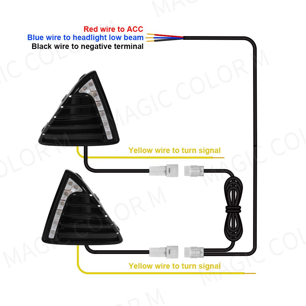 For Ford Focus 2012 2013 2014 2015 LED Daytime Running Light White DRL Yellow Turn Signal Driving Fog Lamp Car Accessories 12V